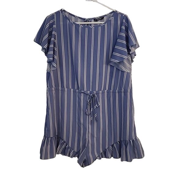 SHEIN Blue/White Stripe Romper, Large - Picture 1 of 10